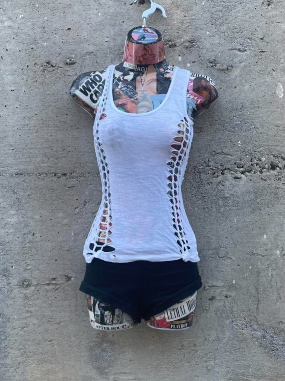 white slit-weave racerback tank